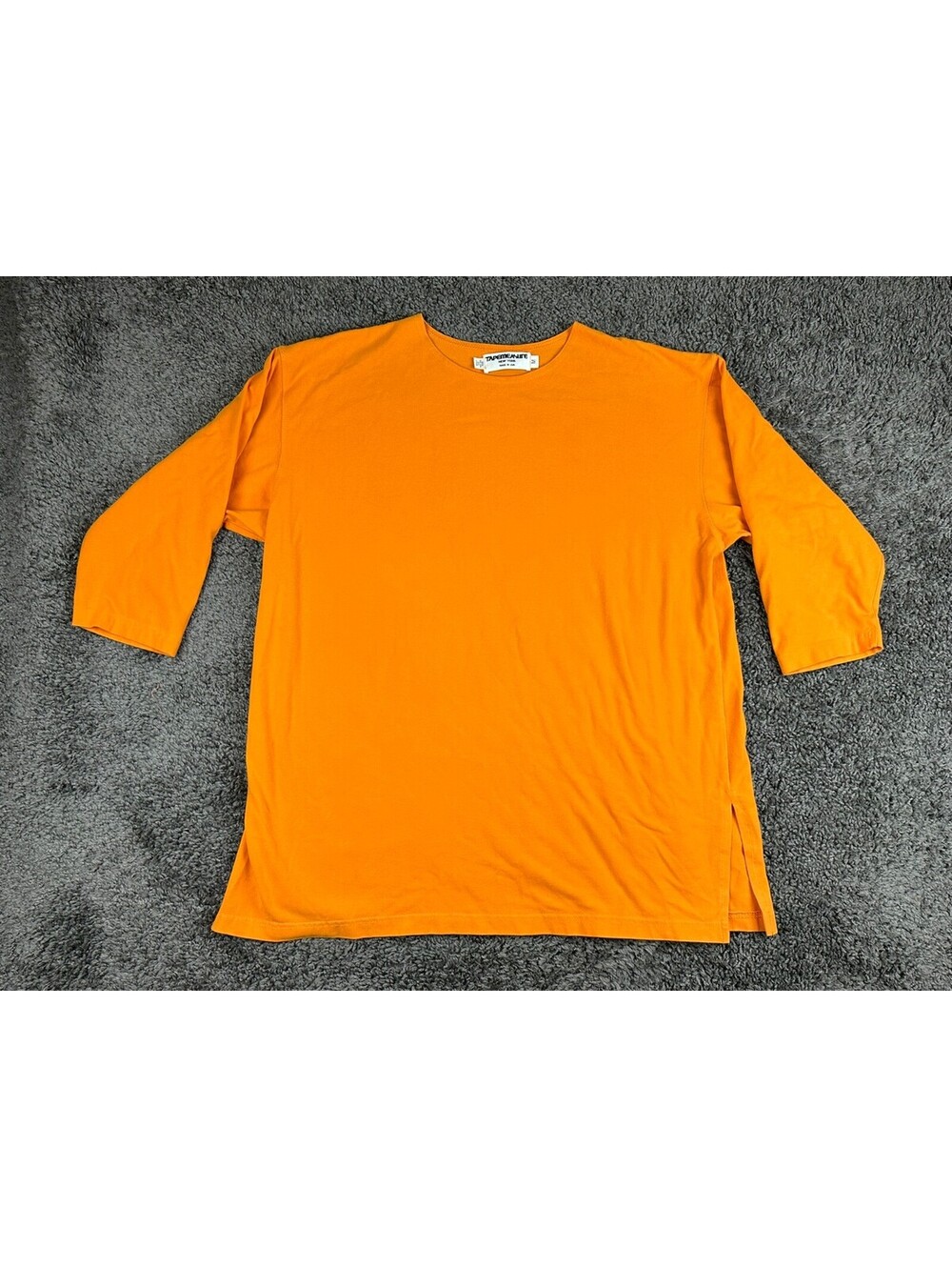 Tape Measure New York Mens M Orange Solid Cotton Lycra T-Shirt Vintage USA